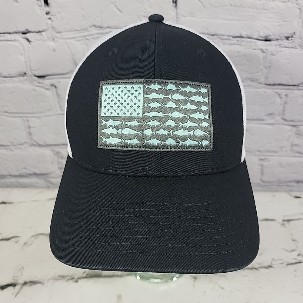 Columbia PFG Hat‎ Mens One Size Fish Flag Trucker Snapback Ball Cap Flaw